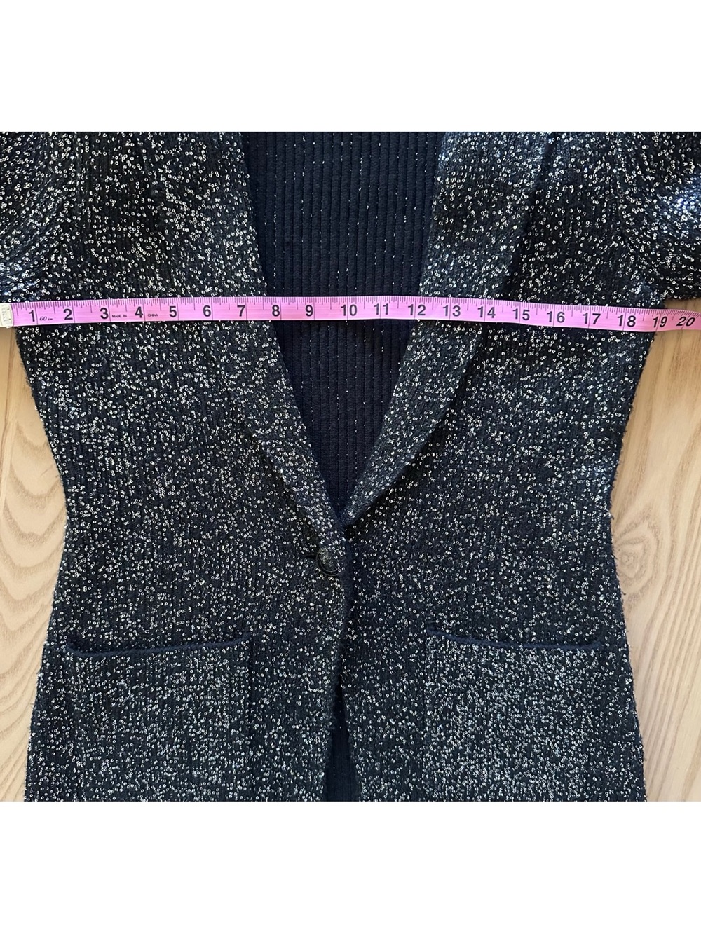 L’AGENCE Leonora Sequin Knit Sweater Blazer in Black - Gorgeous! - Picture 11 of 12